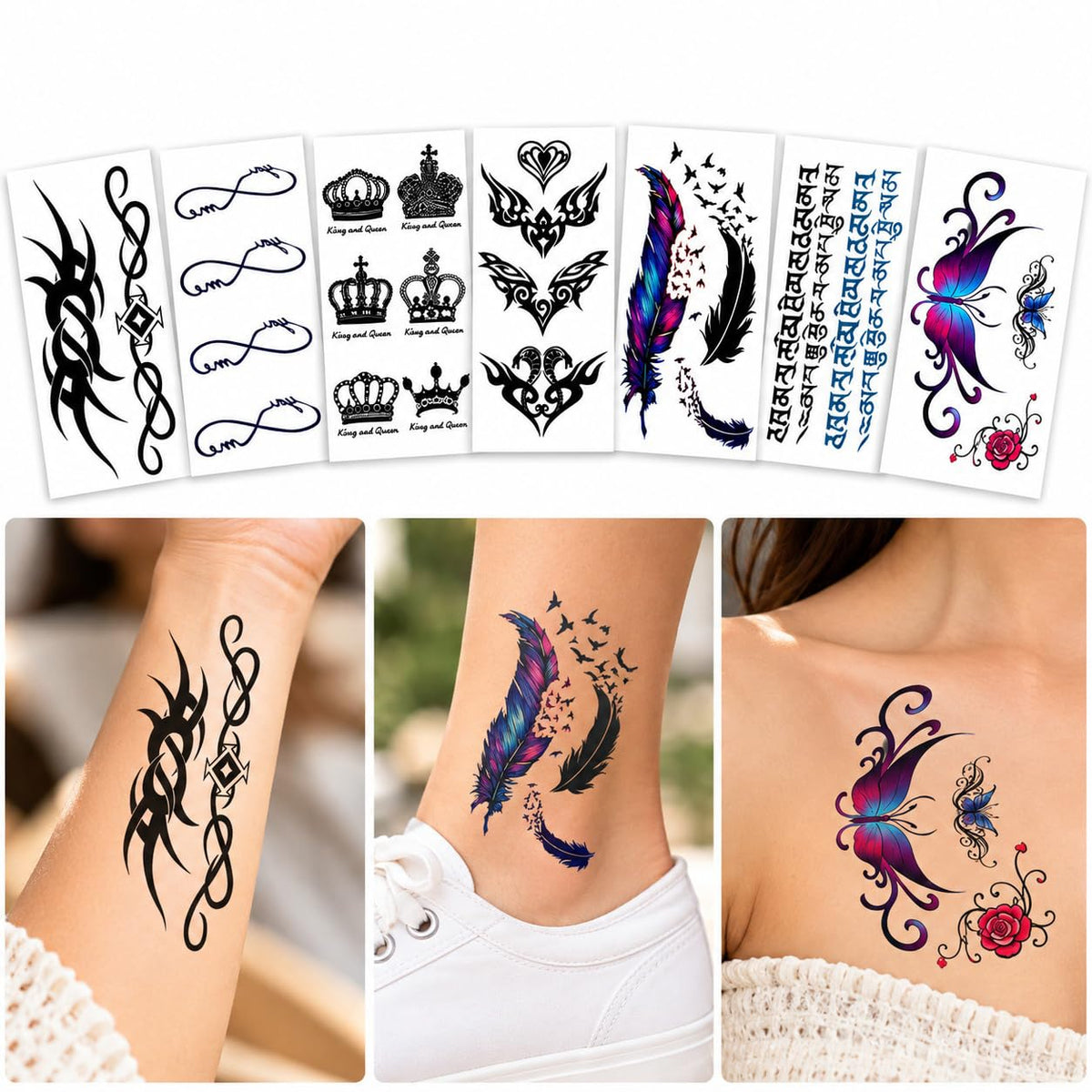 S.A.V.I Temporary Tattoo Stickers for Women, Multicolour, 7 Sheets