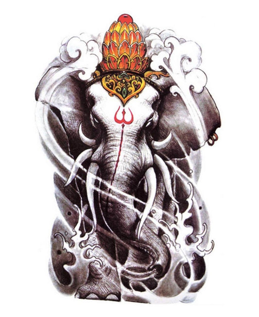 S.A.V.I Temporary Tattoo For Girls Men Women 3D Ganesh Sticker Size 21x15CM - 1PC.