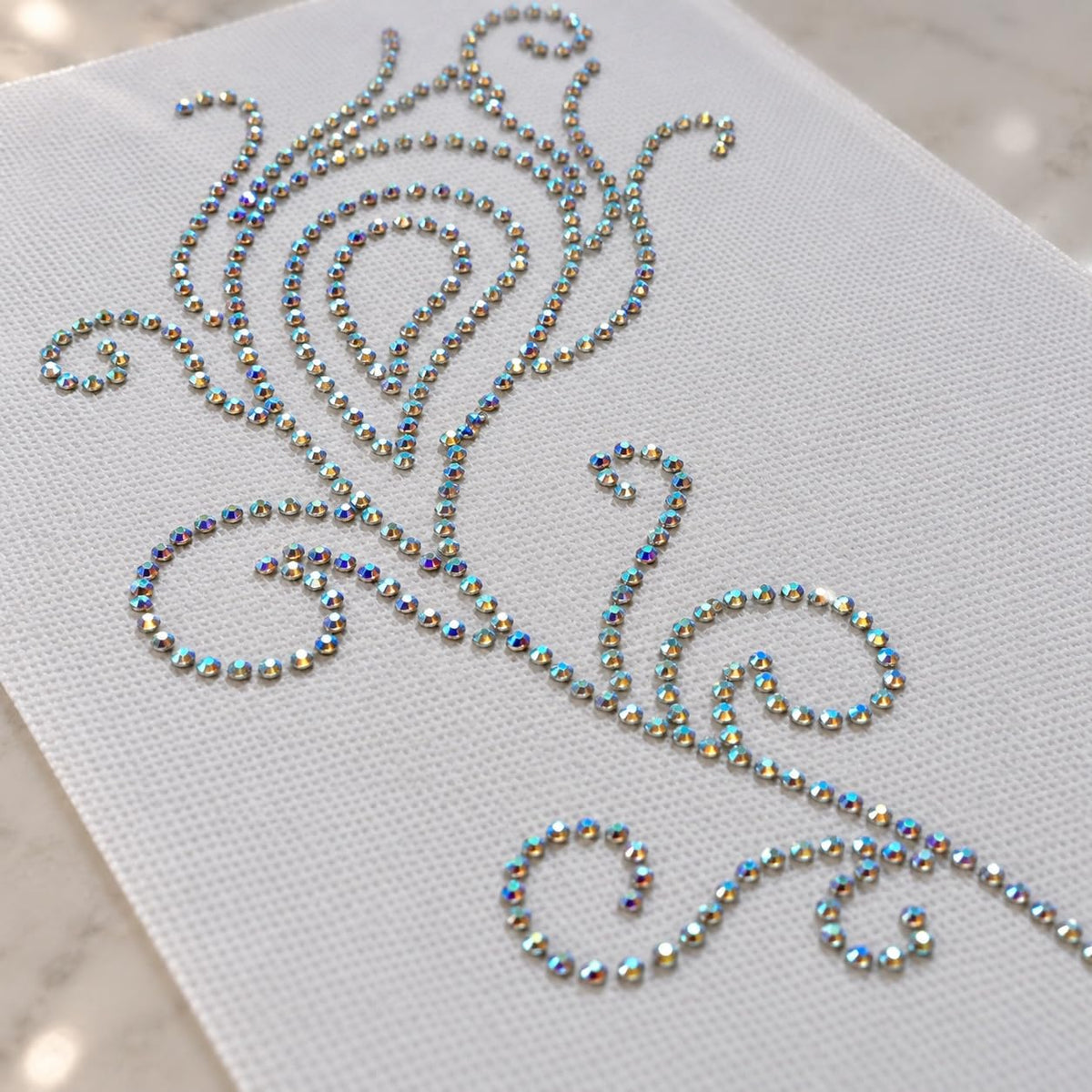 S.A.V.I Iron-On Rhinestone Patch AB Crystal Peacock Motif 23x10cm