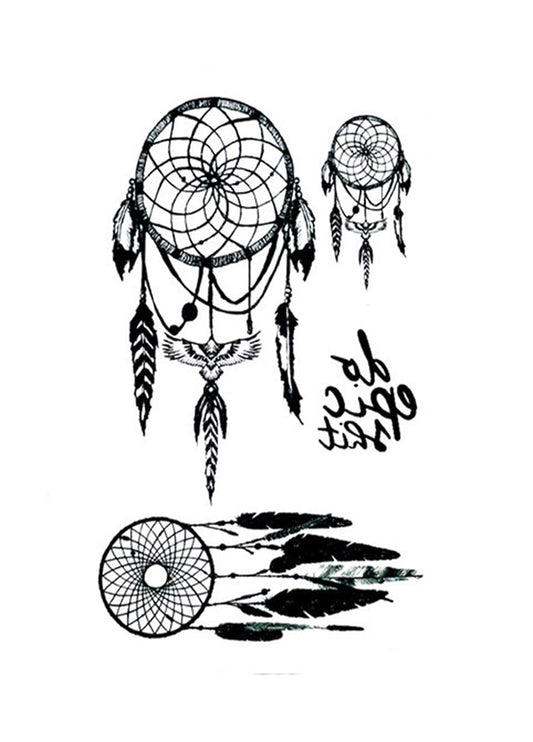 S.A.V.I 3D Temporary Tattoo Black Dream Catcher Design Size 10.5x6CM - 1PC.