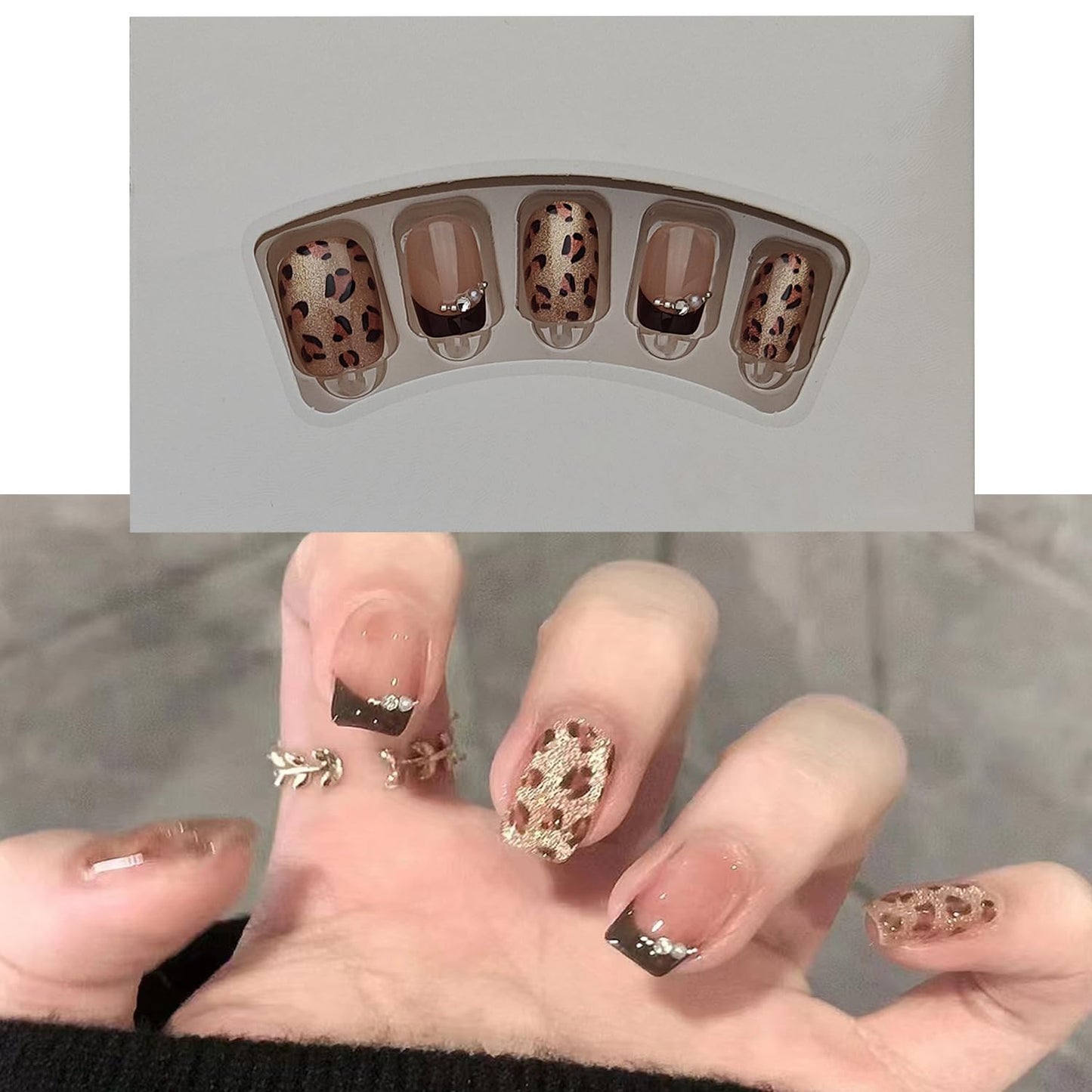 S.A.V.I Short Natural Press-On Toe Nails, Pink Cat Eye Polka Dot Design, Glossy ABS Square Shape, 24 Pcs Reusable Fake Toenails with Nail Glue & Adhesive Tabs