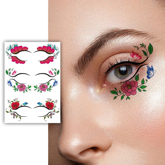 S.A.V.I 3 Pairs Floral Eye Makeup Temporary Tattoo Stickers – Waterproof  Easy-to-Apply | Decorative Face Tattoos for Festive  Party Looks – Nature-Inspired Designs for Women