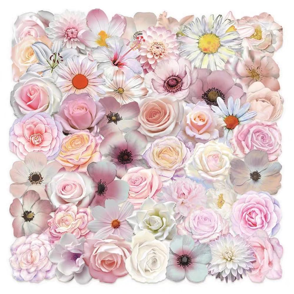 S.A.V.I 50 PCS Floral Stickers for Water Bottles & Laptop, Waterproof