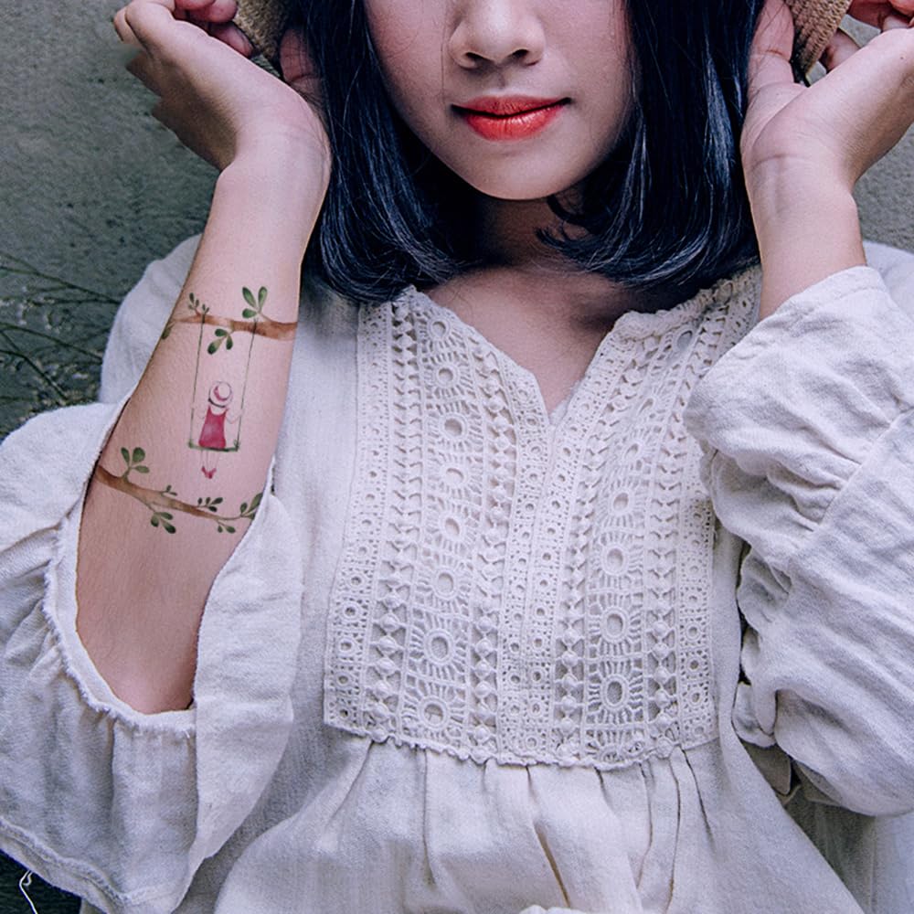 S.A.V.I 12 Pcs Floral Temporary Tattoos for Women & Girls – Waterproof, Long-Lasting Body Art Stickers – Safe, Non-Toxic, Easy to Apply – Butterfly & Flower Tattoo Designs (12x10.5 cm) (1)