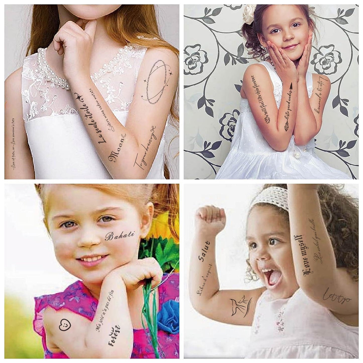 S.A.V.I 10 Sheets Temporary Tattoo Stickers for Kids & Adults | Black Motivational Quotes | Waterproof, Safe & Non-Toxic | Easy to Apply & Remove Body Art for Arm, Wrist, Face – 12x6.8cm