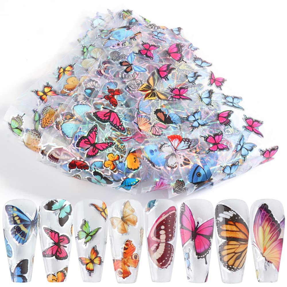 S.A.V.I 10 Sheets Nail Foil Transfer Sticker Big Butterfly Series DIY Holographic Nail Decoration