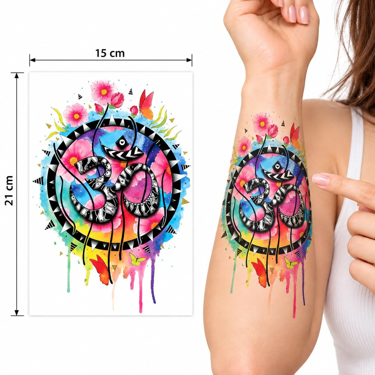 S.A.V.I Temporary Tattoo Stickers Om, Trishul & Shiva, 15x21 cm