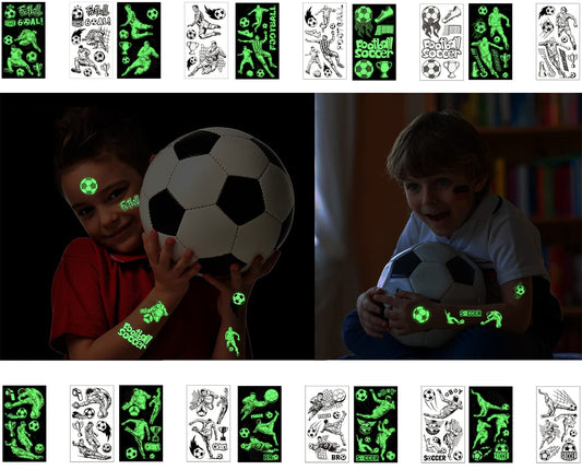 S.A.V.I 10PCS. Children Sports Football Soccer Luminous Tattoo Stickers, Glow In Dark Temporary Tattoo for Kids, Fluorescent Kids Tattoos Waterproof Fake Tattoo Water Transfer Stickers For Boys Girls