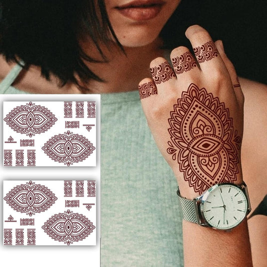 S.A.V.I 2 Sheets Temporary Tattoo Mehendi - Waterproof Henna Design Stickers, 21x15cm