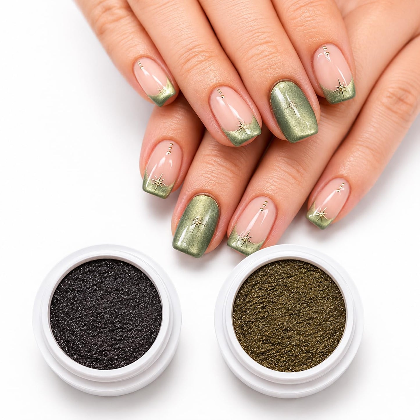 S.A.V.I Magnetic Cat Eye Nail Glitter Powder Green & Blue 5g | 2 Shades, DIY Nail Art, Shimmer Finish, Salon & Home Use, Mix with Gel Polish