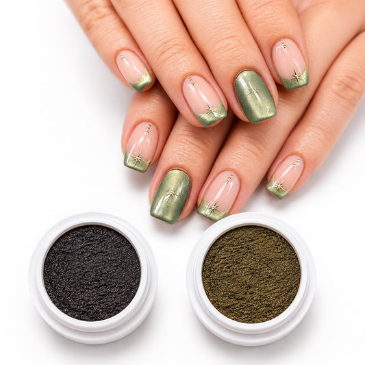 S.A.V.I Magnetic Cat Eye Nail Glitter Powder Green & Blue 5g | 2 Shades, DIY Nail Art, Shimmer Finish, Salon & Home Use, Mix with Gel Polish