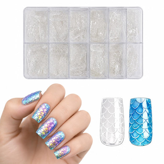 S.A.V.I 3D Mermaid False Nails 140 Pcs Clear Square Soft Gel | 12 Sizes, Natural Fit, Easy Application, Medium Length, Nail Art & Salon DIY