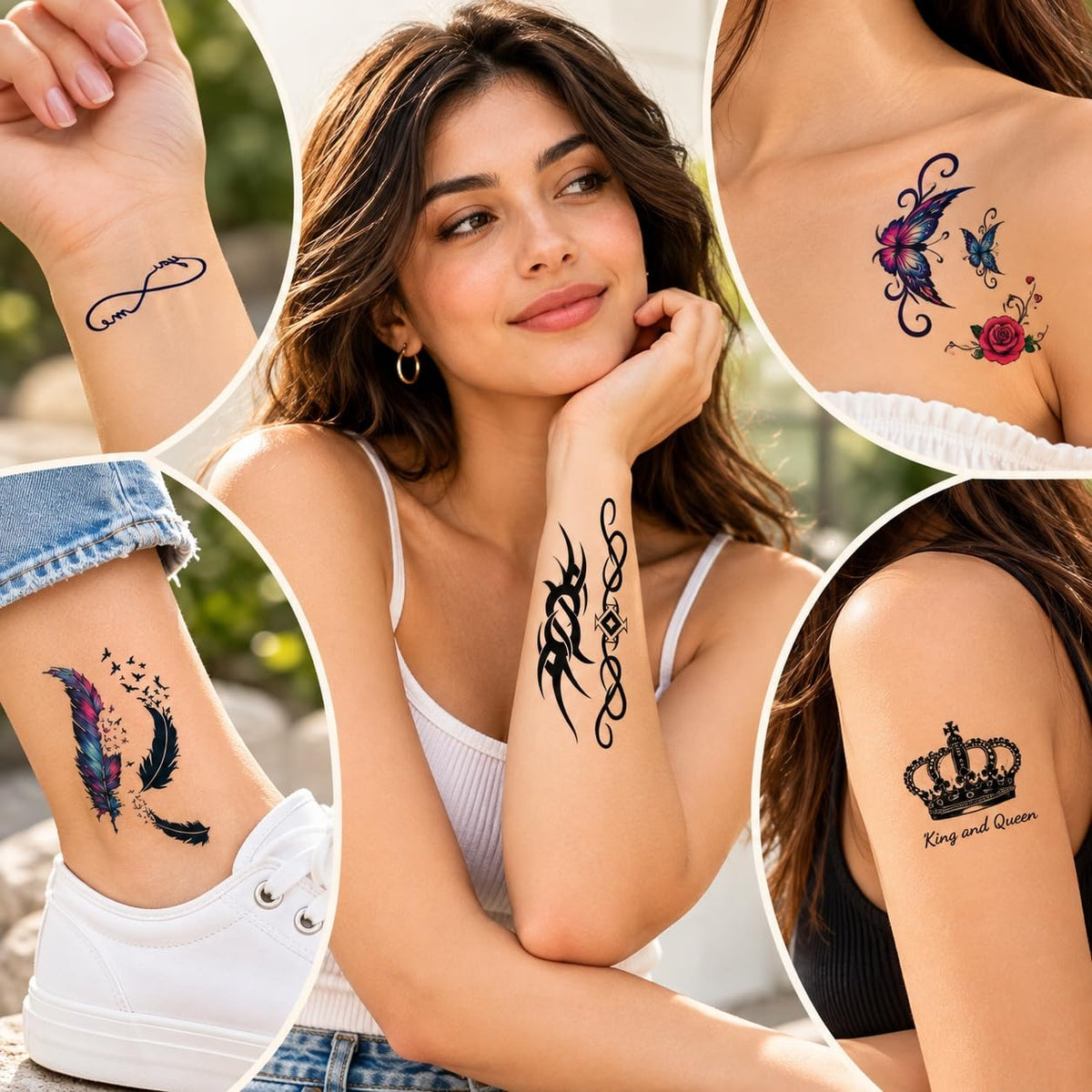 S.A.V.I Temporary Tattoo Stickers for Women, Multicolour, 7 Sheets