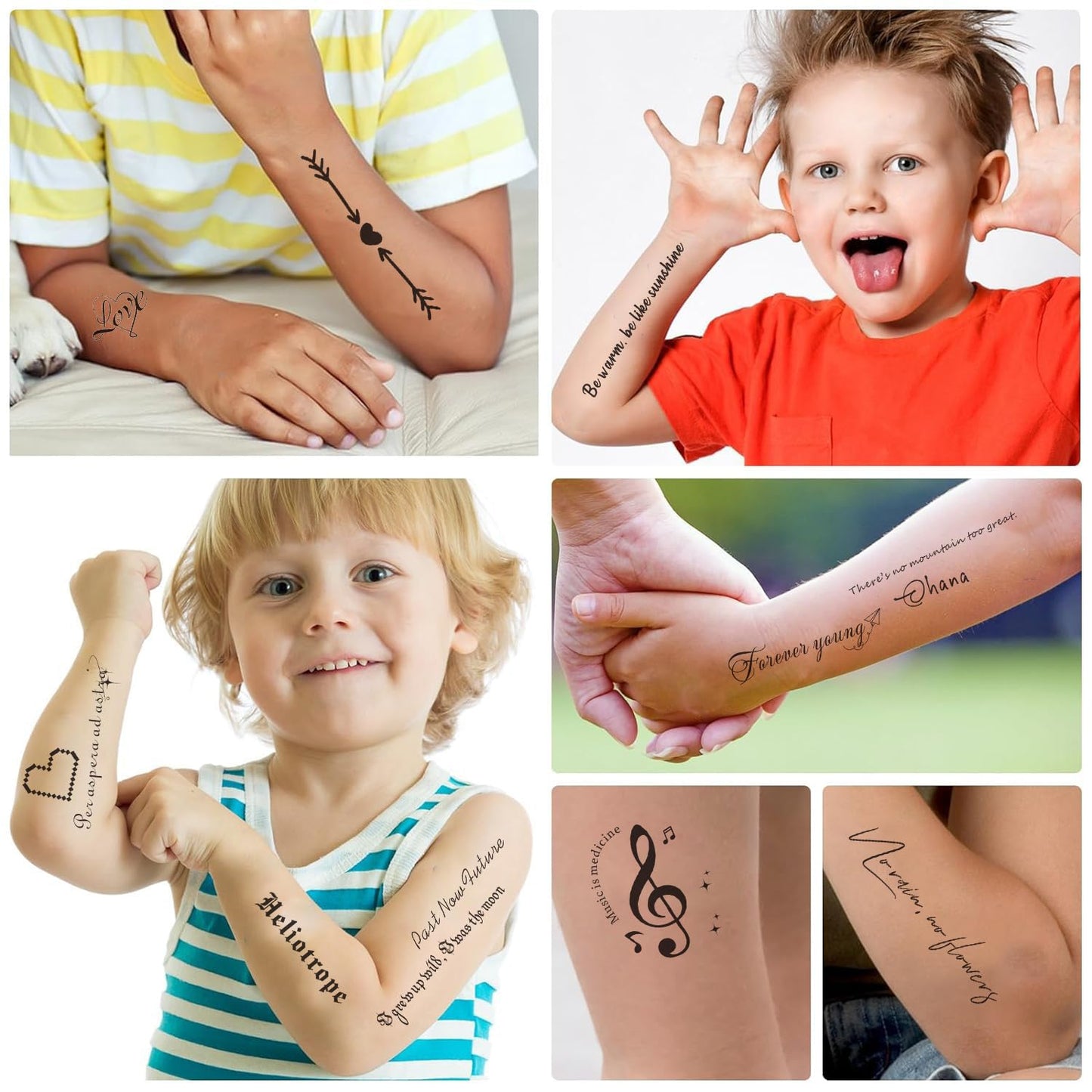 S.A.V.I 10 Sheets Temporary Tattoo Stickers for Kids & Adults | Black Motivational Quotes | Waterproof, Safe & Non-Toxic | Easy to Apply & Remove Body Art for Arm, Wrist, Face – 12x6.8cm