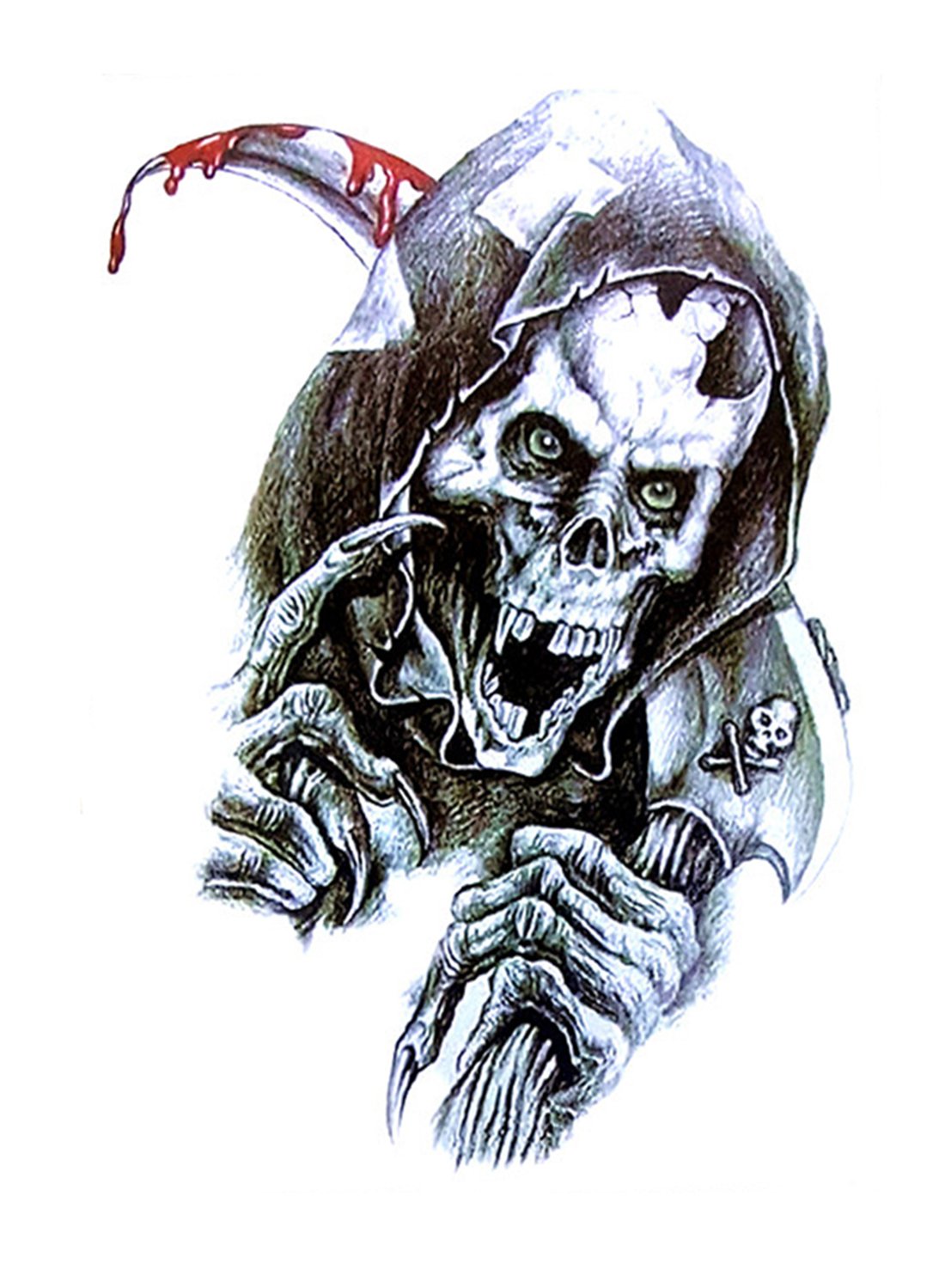 S.A.V.I Temporary Tattoo For Girls Men Women 3D Skull Sticker Size 21x15cm - 1pc.