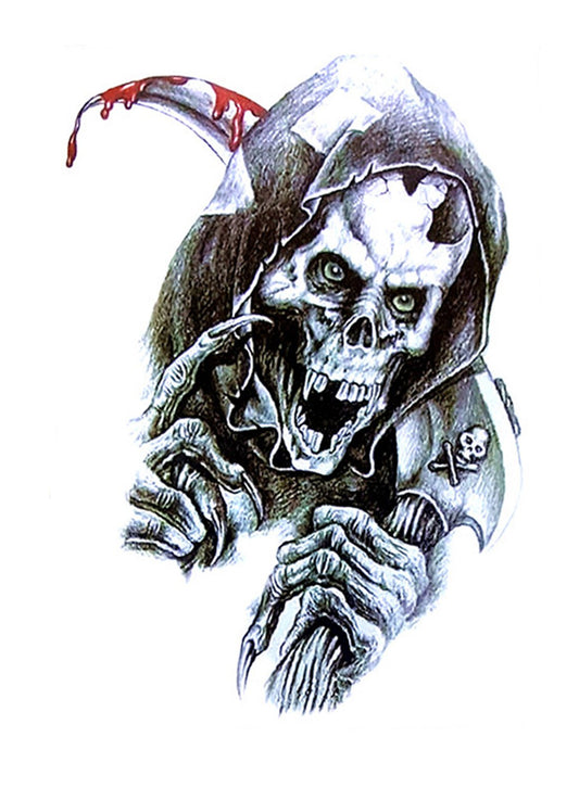 S.A.V.I Temporary Tattoo For Girls Men Women 3D Skull Sticker Size 21x15cm - 1pc.