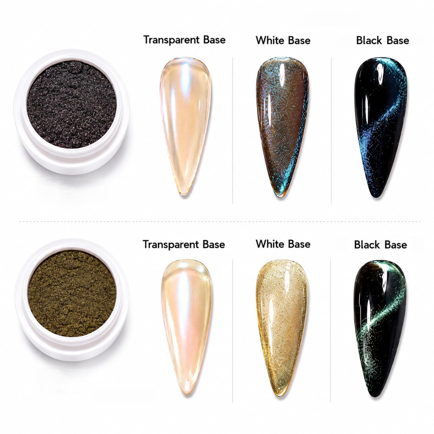 S.A.V.I Magnetic Cat Eye Nail Glitter Powder Green & Blue 5g | 2 Shades, DIY Nail Art, Shimmer Finish, Salon & Home Use, Mix with Gel Polish
