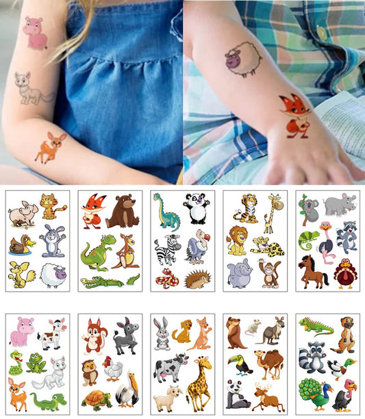 S.A.V.I 10 Sheets Animals Colorful Temporary Tattoo Stickers For Kids