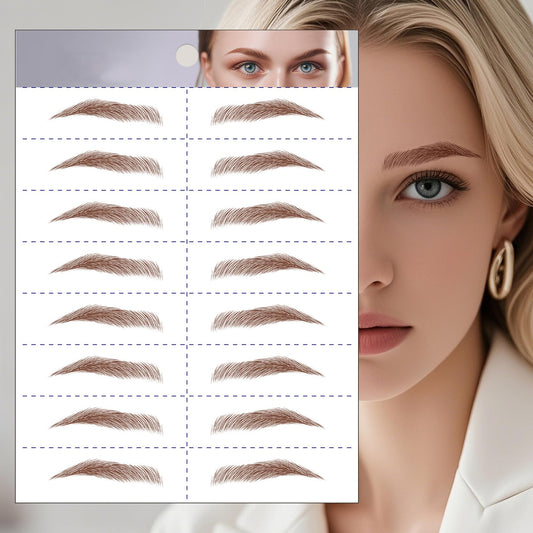 S.A.V.I 8 Pairs/1 Sheet - 6D Hair-Like Eyebrow Tattoo Stickers, Natural Brown Arch Shape, Waterproof & Sweatproof Temporary Eyebrow Patch, Safe Non-Toxic Self-Adhesive, Long-Lasting for Women & Girls (167)