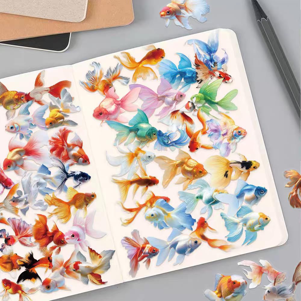 S.A.V.I 50 Pcs Multicolor Goldfish Stickers Set, Waterproof Vinyl Decals