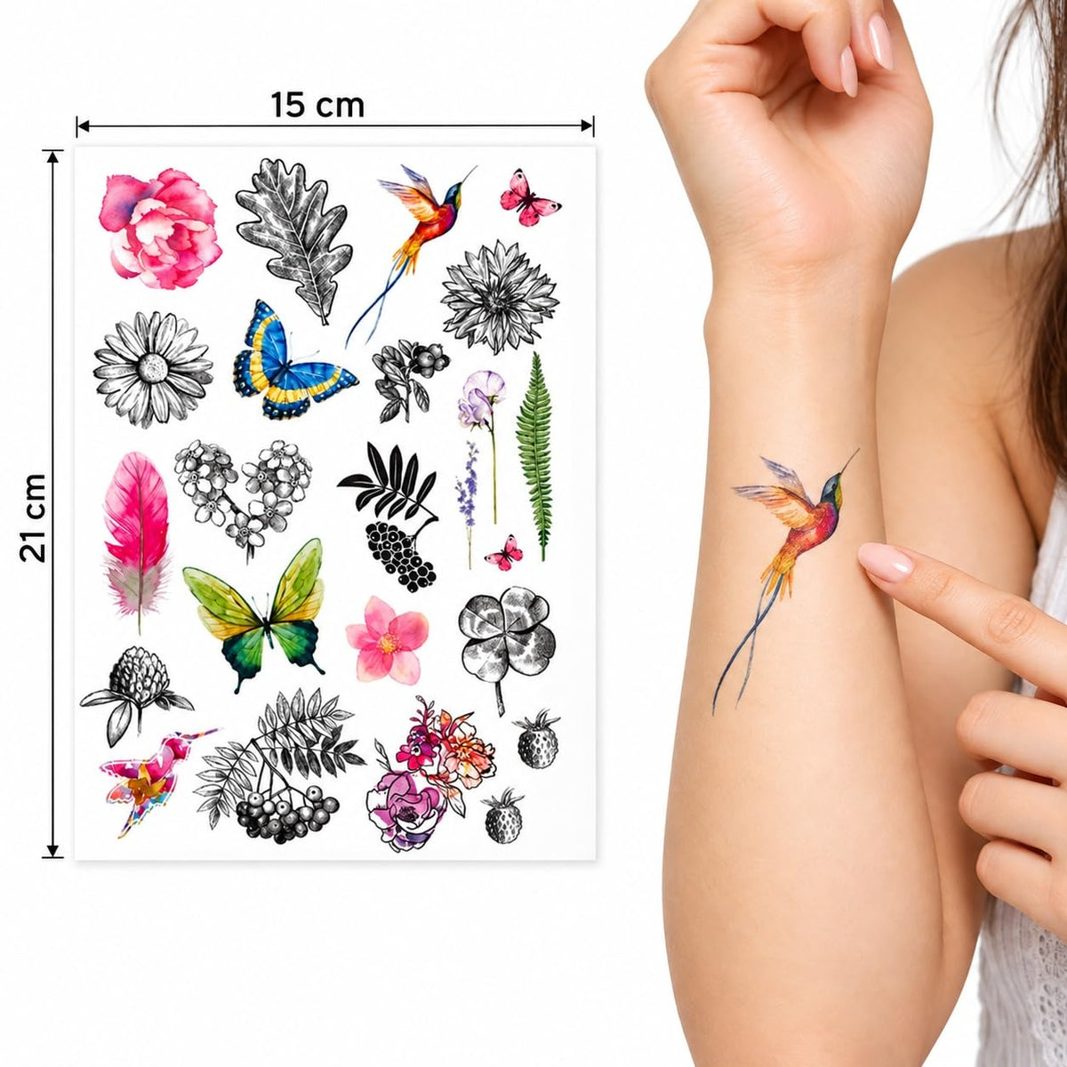 S.A.V.I 3 Temporary Tattoo Stickers Butterfly Floral Body Art