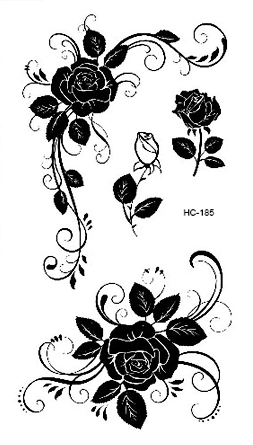 S.A.V.I 3D Temporary Tattoo Black Roses Designs Size 10.5x6CM - 1PC.
