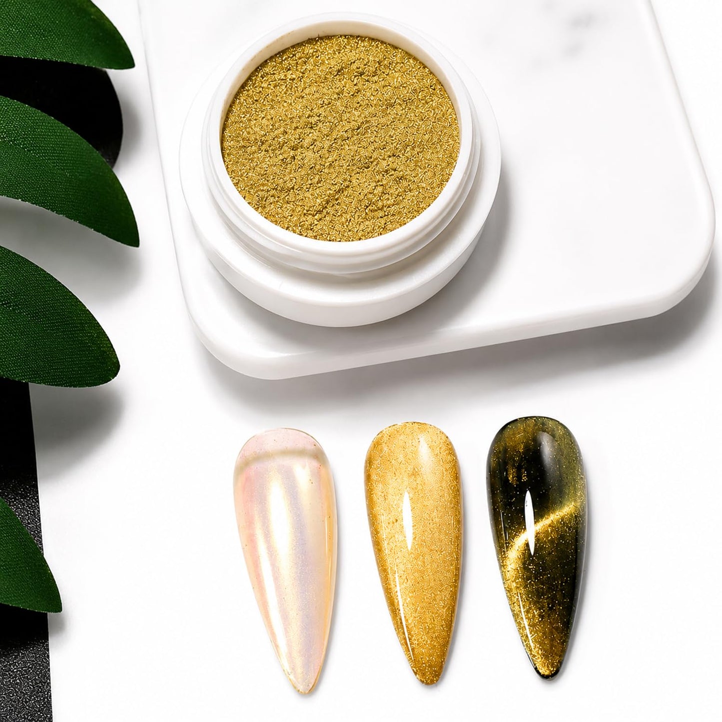 S.A.V.I Cat Eye Magnetic Nail Glitter Powder Gold & Purple 5g | Dual Shade Pigment, Shimmer Finish, 3x3x1 cm Jar, for Gel Polish & UV LED, DIY Manicure