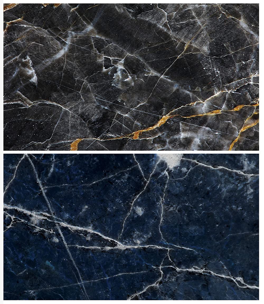 SAVIAURA 1 Sheet 2 in 1 3D Flat Lay Tabletop Double-Sided Photography Backdrop Photo Studio Flatlay Background PVC Wrinkle-Free for Small Product Shoot (Black & Blue Marble Pattern)