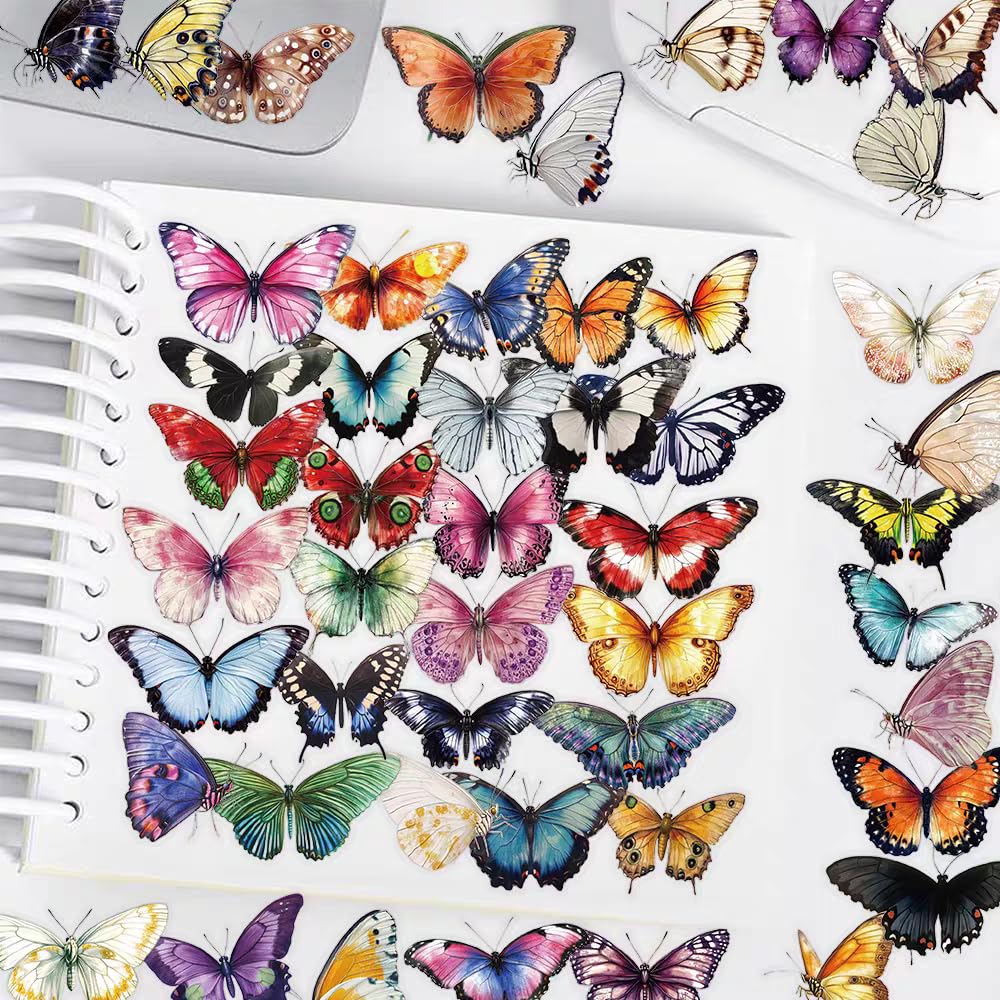 S.A.V.I 50 Pcs Butterfly Stickers Pack, Waterproof Vinyl Decals