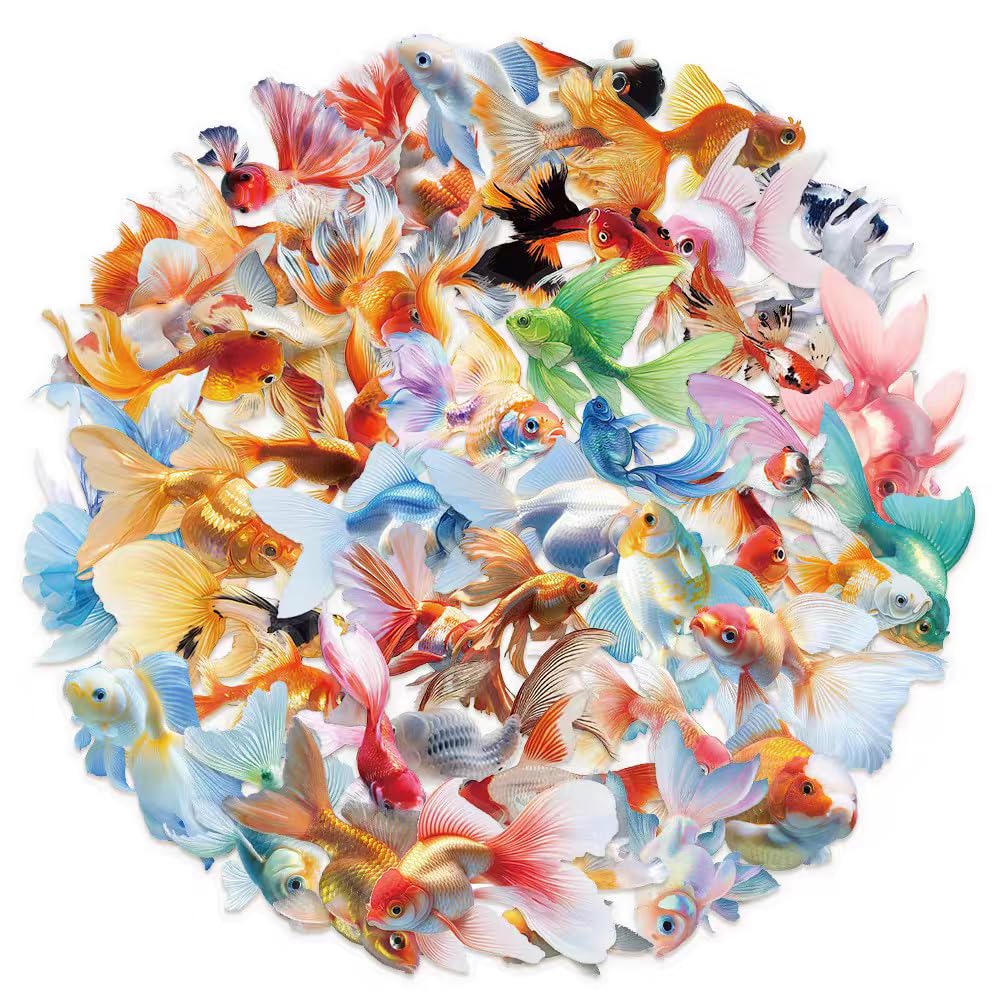 S.A.V.I 50 Pcs Multicolor Goldfish Stickers Set, Waterproof Vinyl Decals