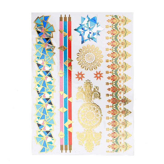 S.A.V.I 3D Temporary Tattoo Golden and Silver Metallic Sticker Love Text Heena Design Size 21x15cm - 1pc. (100), Gold, 68 g