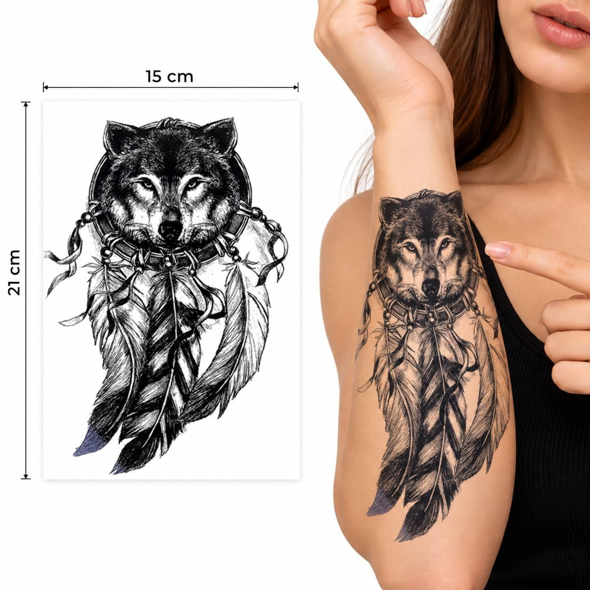 S.A.V.I Temporary Tattoo Stickers Wolf, Lion & Tiger, 3 Sheets