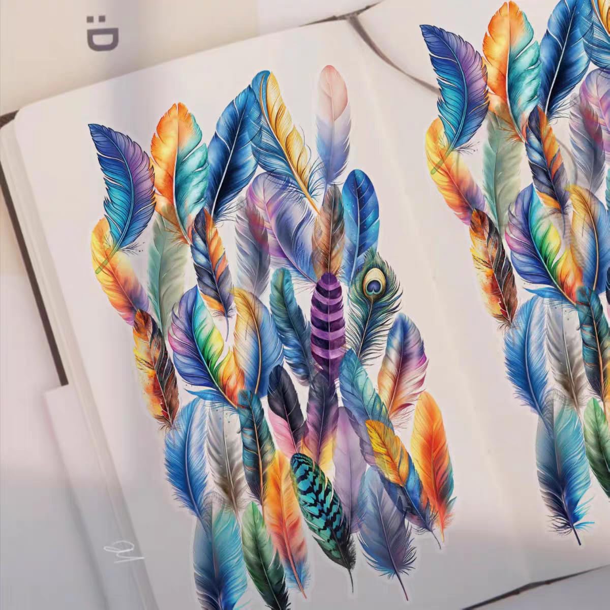 S.A.V.I 50 Pcs Colorful Feather Stickers Set, Waterproof Vinyl Decals