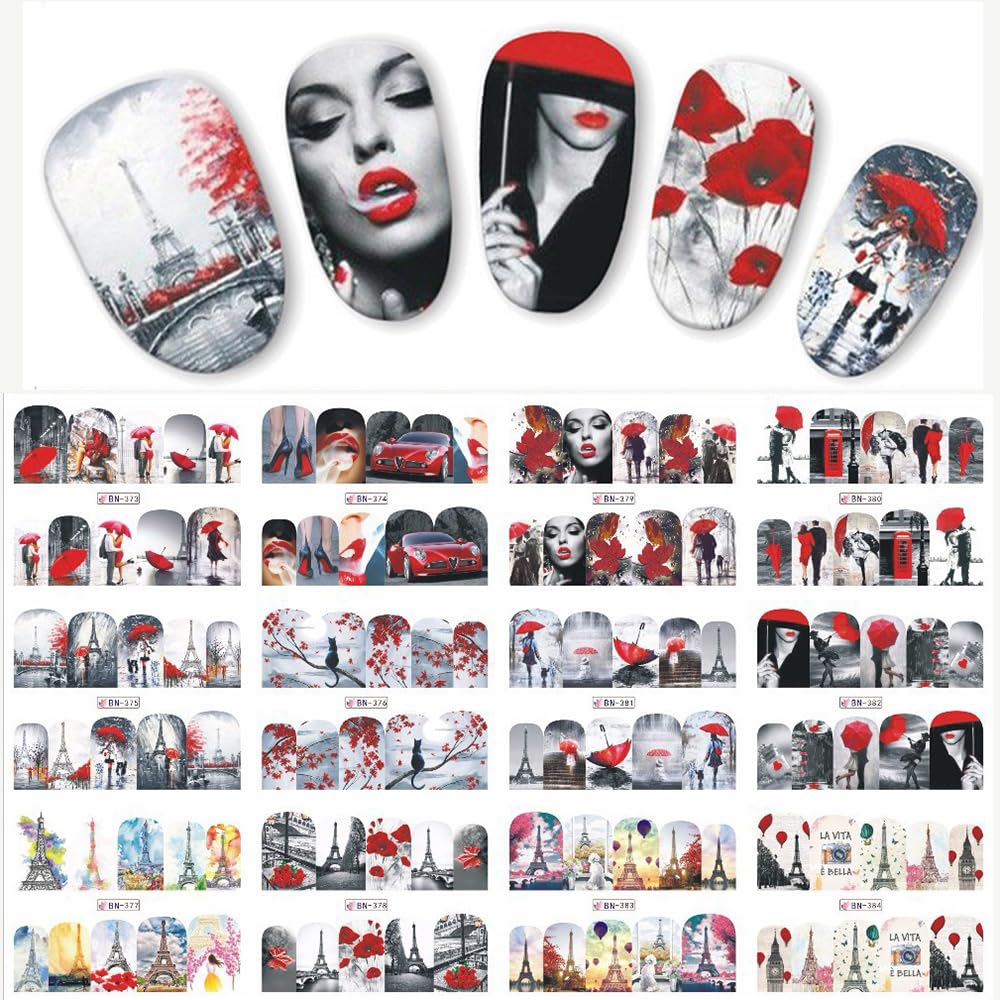 S.A.V.I Valentine Nail Art 12 Sheets Water Decals - DIY Manicure Stickers for Love Day