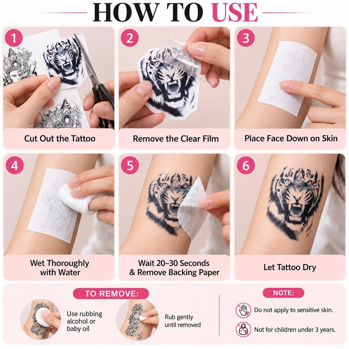 S.A.V.I Temporary Tattoo Stickers Tribal Dragon Tiger Goddess