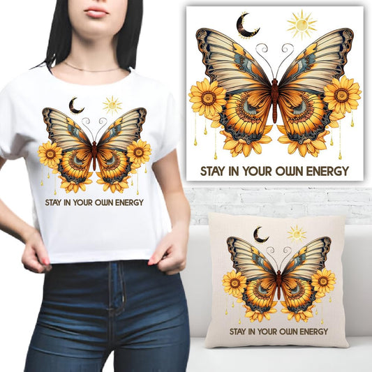 S.A.V.I 1PC Butterfly Sunflower Iron-On Applique Patch for DIY T-Shirts, Hoodies, Jeans, Bags  Pillows – Washable Heat Transfer Sticker for Clothing  Accessories (Durable  Easy to Use)