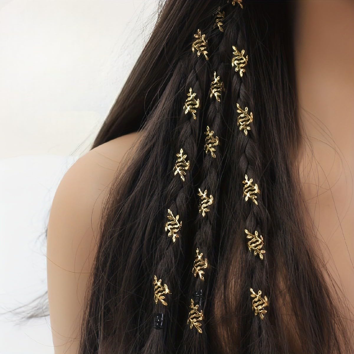 S.A.V.I 6 PCS Leaf Shaped Gold Hair Braid Rings for Women & Girls | Metal Dreadlock Cuffs Clip-On Accessories | Boho Viking Braiding Beads for Braids, Dreads & Party Hairstyle