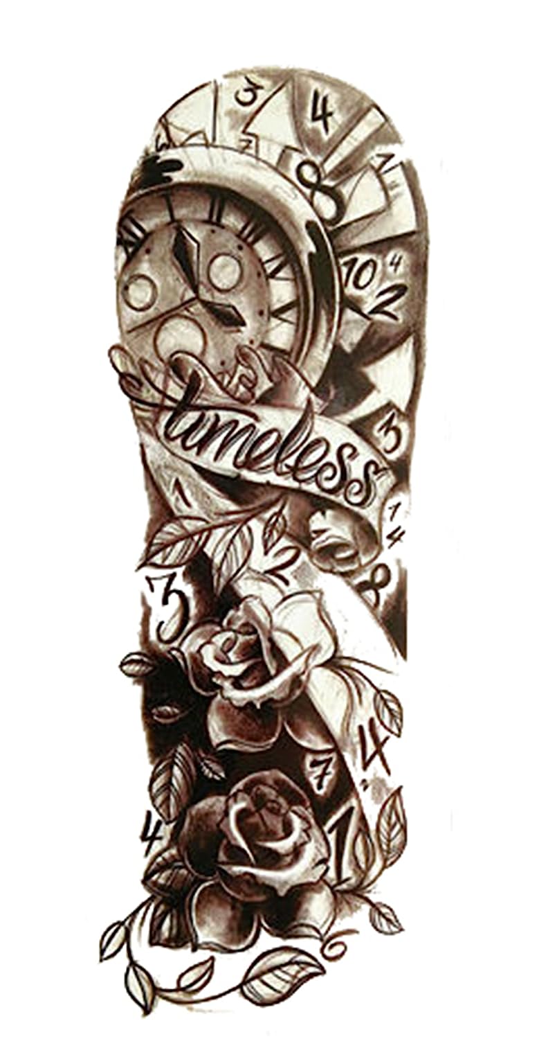 S.A.V.I Full Arm Hand Temporary Tattoo For Men Girls Women Sticker Size 48x17cm