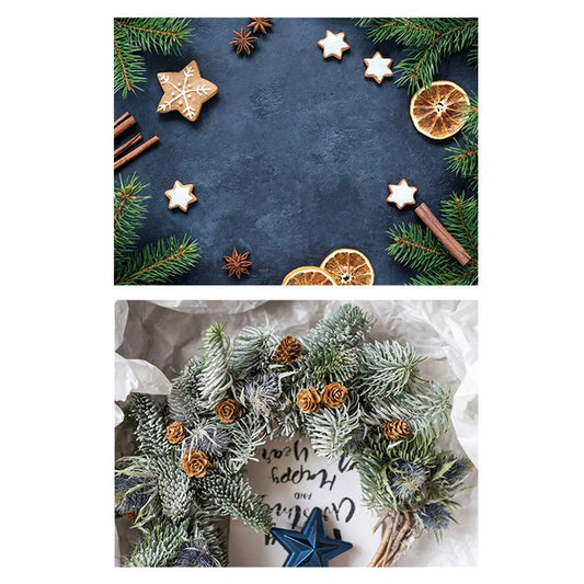 SAVIAURA 1 Sheet 2 in 1 Photography Backdrop 3D Flat Lay Tabletop Double-Sided 22x16 Photo Background PVC Wrinkle-Free for Small Products Food, Cosmetics Shoot (#5-Navy Blue & Flower Pattern)