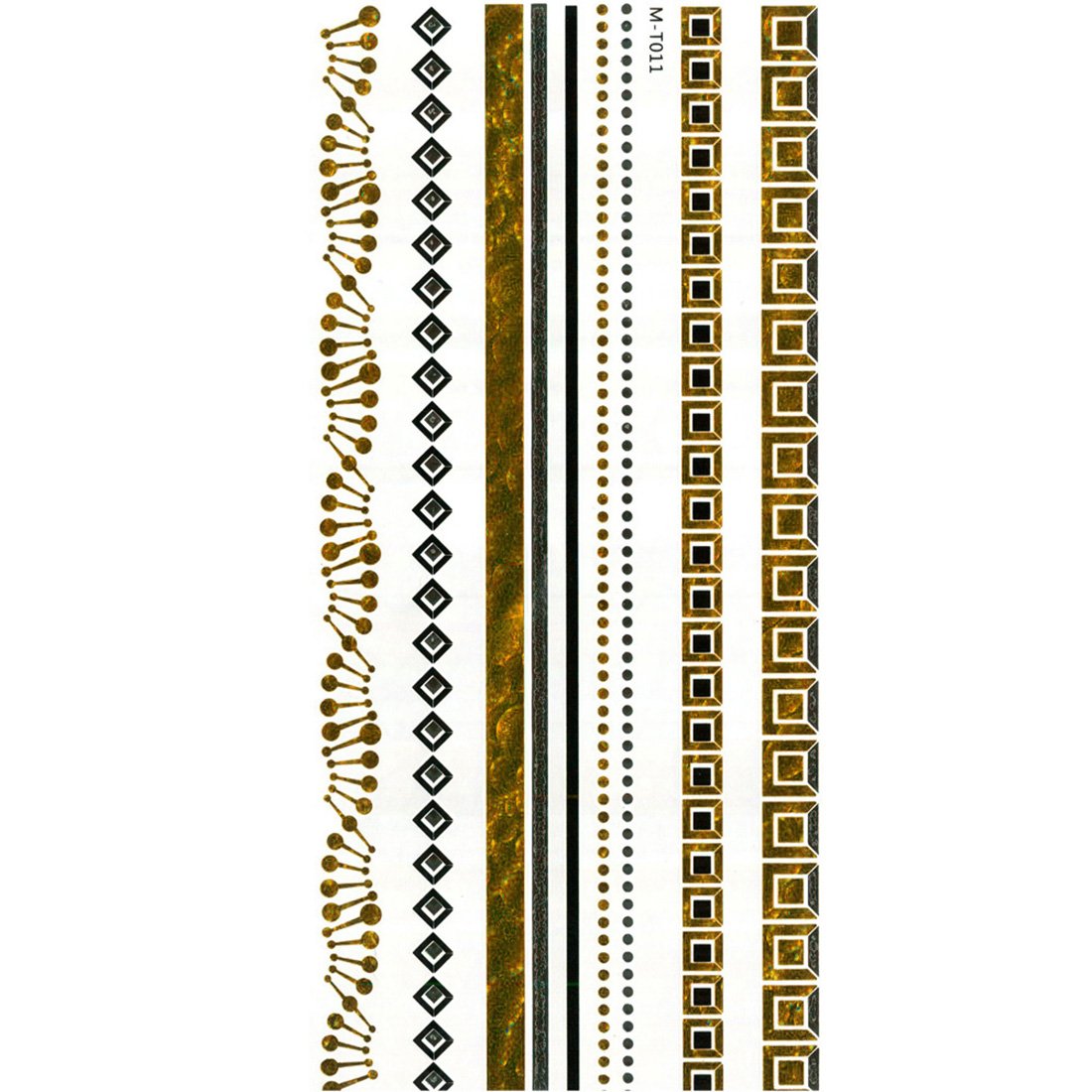 S.A.V.I 3D Temporary Tattoo Golden And Silver Metallic Sticker Arm Wrist Design Size 21x10CM - 1PC.