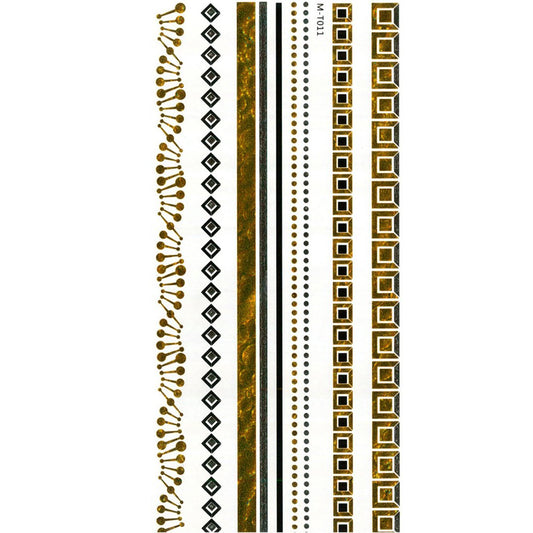 S.A.V.I 3D Temporary Tattoo Golden And Silver Metallic Sticker Arm Wrist Design Size 21x10CM - 1PC.