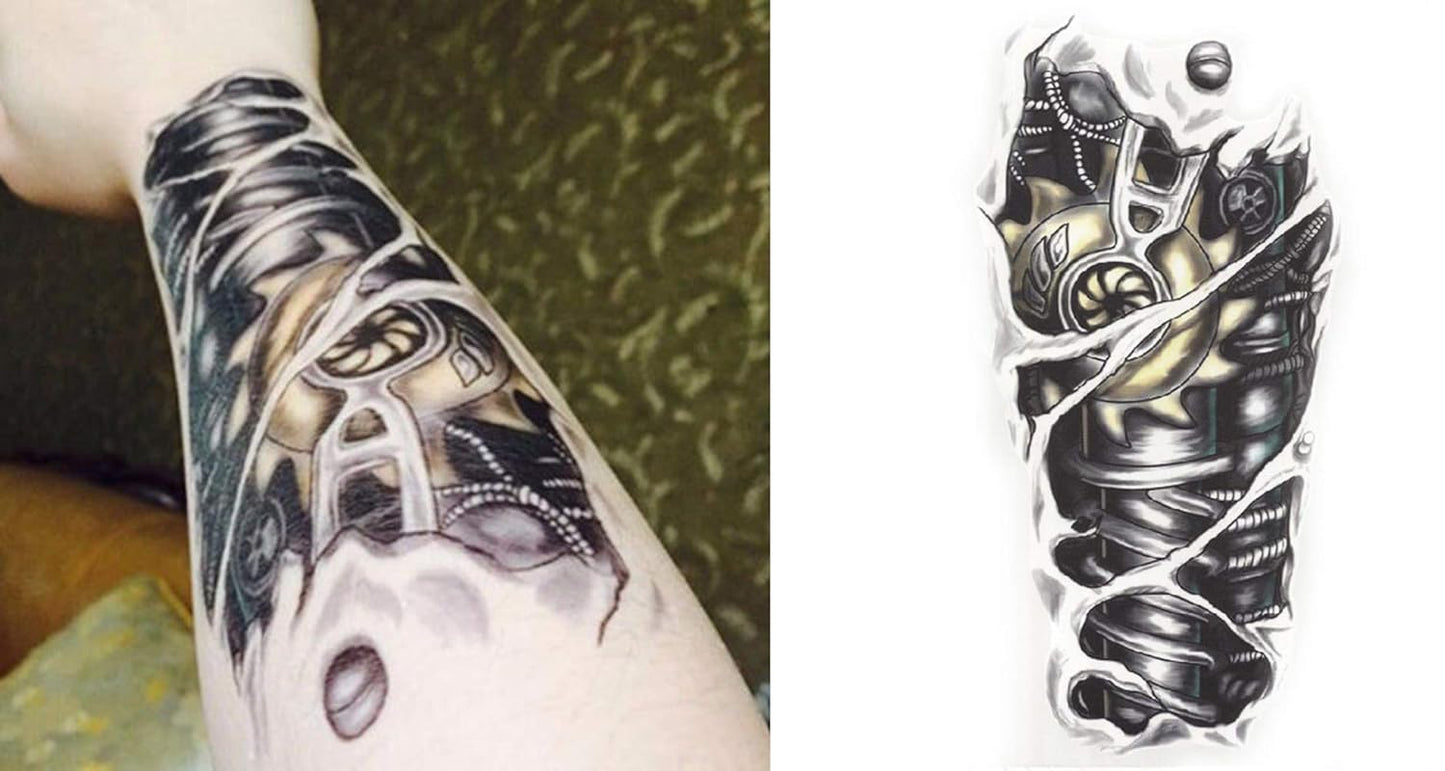 S.A.V.I Temporary Tattoo For Girls Men Women 3D Robot Arm Sticker Size 21x15CM - 1PC.