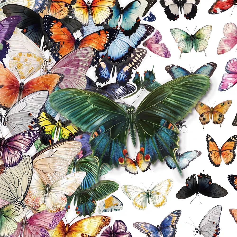 S.A.V.I 50 Pcs Butterfly Stickers Pack, Waterproof Vinyl Decals