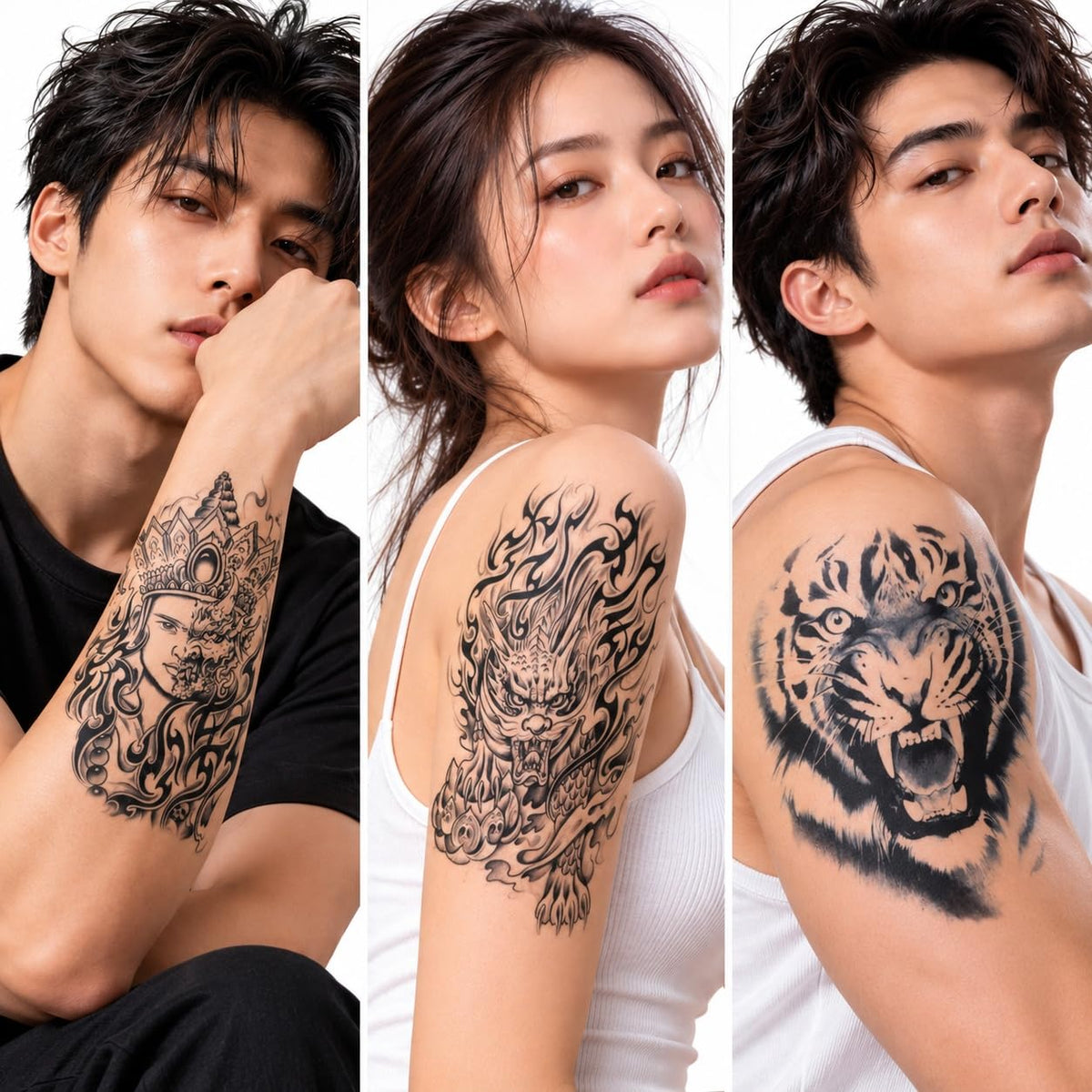 S.A.V.I Temporary Tattoo Stickers Tribal Dragon Tiger Goddess