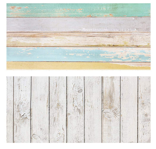 SAVIAURA 1 Sheet 2 in 1 Photography Backdrop 3D Flat Lay Tabletop Double-Sided 34x21 Multicolor Photo Background PVC Wrinkle-Free for Products Food, Cosmetics Shoot (#8- Multi-Color Wood Pattern)