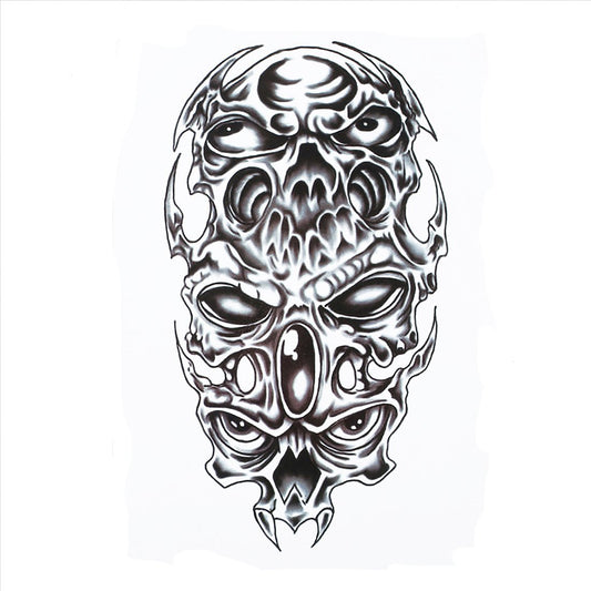 S.A.V.I Temporary Tattoo For Girls Men Women Black 3D Skull Sticker Size 21x15cm