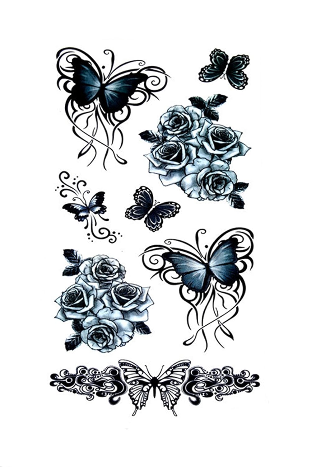 S.A.V.I 3D Temporary Tattoo Black Butterflies Design Size 10.5x6CM - 1PC.