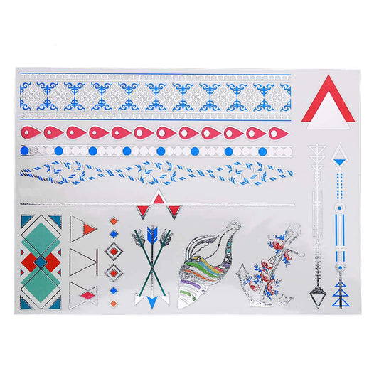 S.A.V.I 3D Temporary Tattoo Golden and Silver Metallic Sticker Love Text Heena Design Size 21x15cm - 1pc. (96), Gold, 22 g