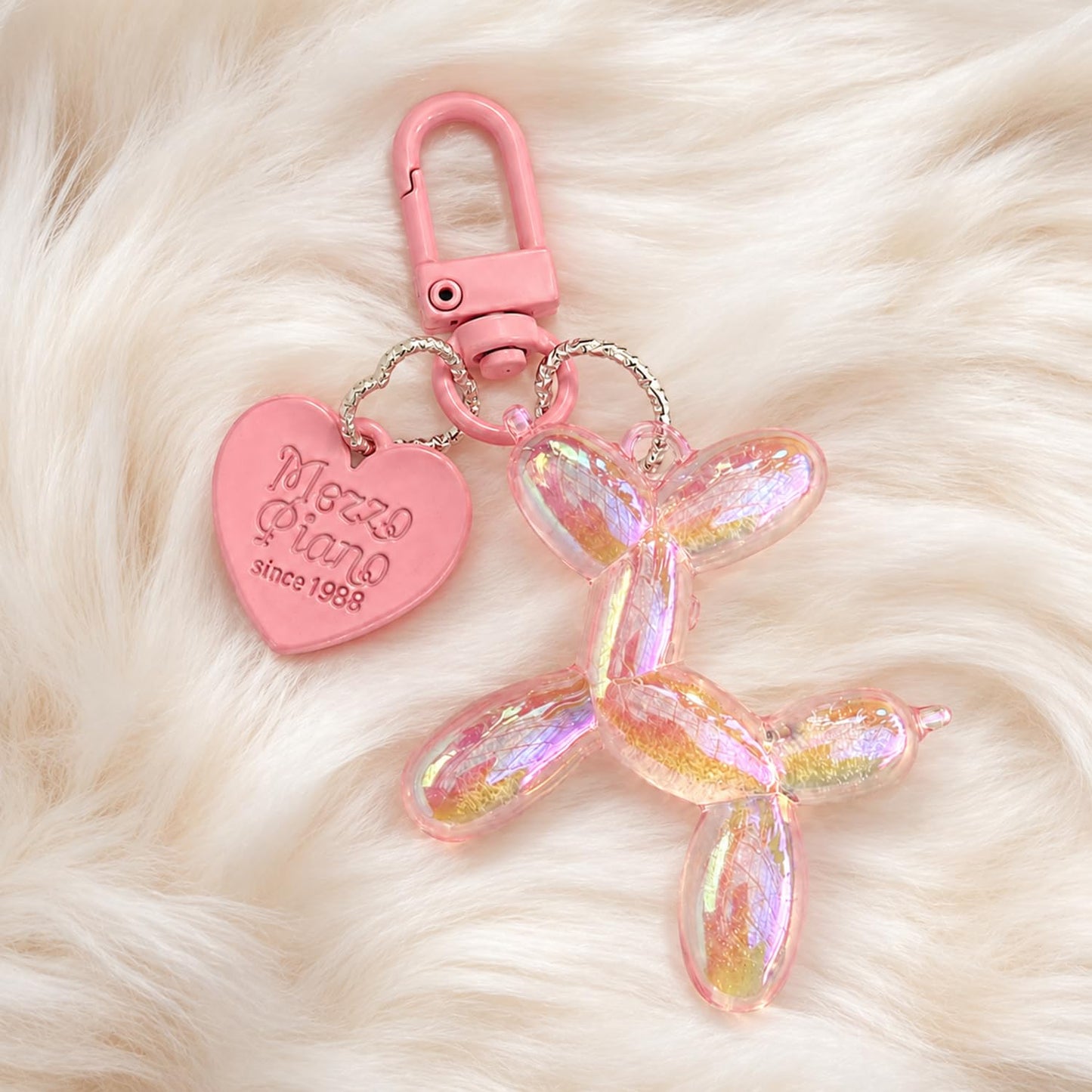 S.A.V.I Resin Balloon Dog Keychain for Women & Girls, Pink, Aurora Finish, Heart Pendant, Durable Resin, 5.2 x 4.7 cm, Lightweight Accessory for Handbags, Keys & Backpacks