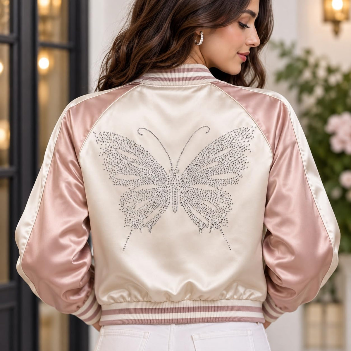 S.A.V.I Rhinestone Iron on Butterfly Heat Transfer Sticker 25x30cm